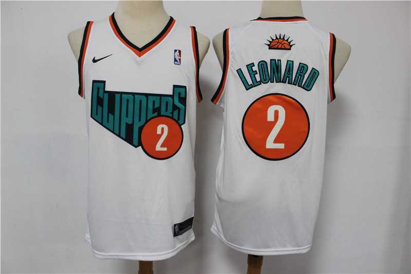 Men Los Angeles Clippers 2 Leonard white Game Nike NBA Jerseys Print